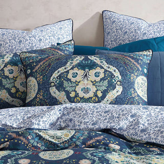 Kashmir Mid Blue Quilt Cover Set by Logan and Mason