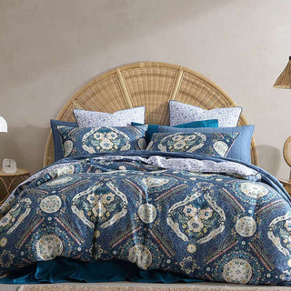 Kashmir Mid Blue Quilt Cover Set by Logan and Mason