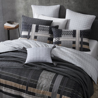 Kori Charcoal Quilt Cover Set by Logan and Mason