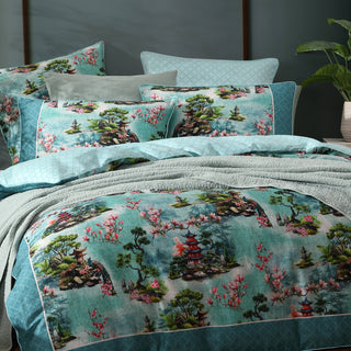 Osaka Teal Quilt Cover Set by Logan and Mason
