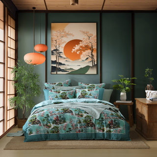 Osaka Teal Quilt Cover Set by Logan and Mason
