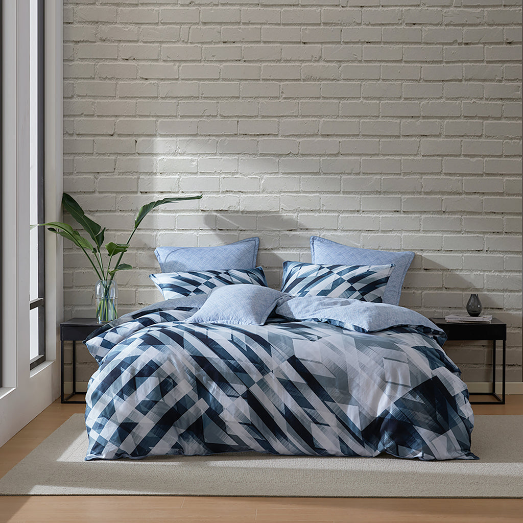 Soren Ink Quilt Cover Set by Logan and Mason | Planet Linen