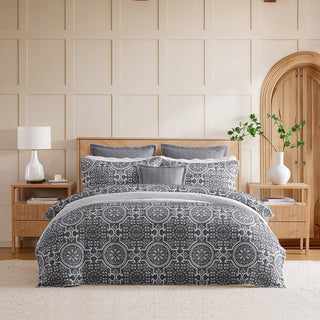 Mayfair Charcoal Quilt Cover Set by Private Collection