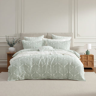 Monsera Sage Quilt Cover Set by Private Collection