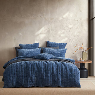 Apollo Indigo Quilt Cover Set by Logan and Mason Platinum