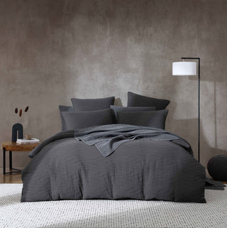 Ariel Charcoal Quilt Cover Set by Logan & Mason Platinum
