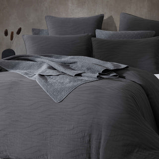 Ariel Charcoal Quilt Cover Set by Logan & Mason Platinum