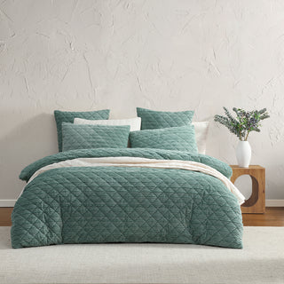 Corbin Aqua Quilt Cover Set by Logan and Mason Platinum
