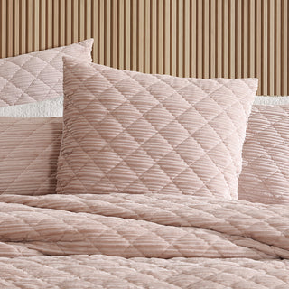 Corbin Blush Velvet European Pillowcase by Logan and Mason Platinum