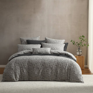 Cyprus Charcoal Quilt Cover Set by Logan and Mason Platinum