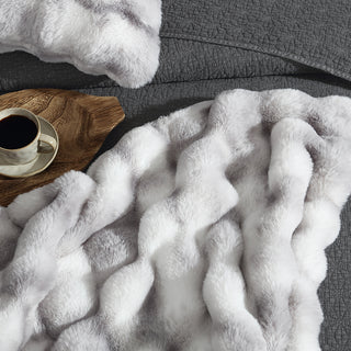 Faux Rabbit Fur Silver by Logan & Mason Platinum