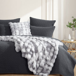 Faux Rabbit Fur Silver Cushion by Logan and Mason Platinum
