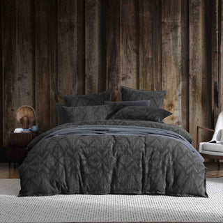 Kenya Charcoal Quilted Velvet Cover Set by Logan & Mason Platinum