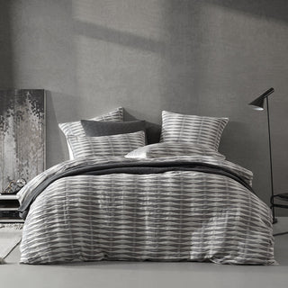 Kirby Charcoal Quilt Cover Set by Logan and Mason Platinum