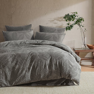 Moana Charcoal Quilt Cover Set by Logan and Mason Platinum