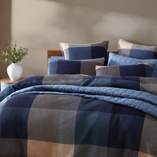 Sadie Navy Quilt Cover Set by Logan and Mason Platinum