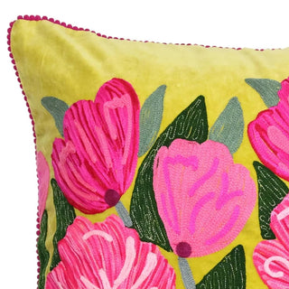 Lotus Flower Cushion 50x50cm Yellow