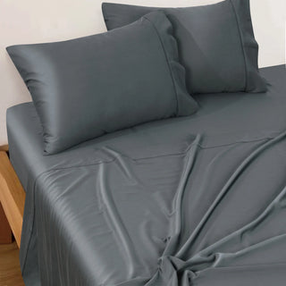 Rosebank 500tc Bamboo/Cotton Sateen KING Pillowcase (Pair) Charcoal by Bianca