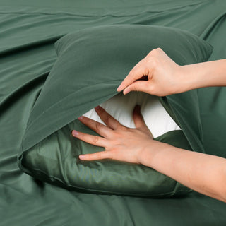 Rosebank 500tc Bamboo/Cotton Sateen STANDARD PILLOWCASE (Pair) Forest Green by Bianca