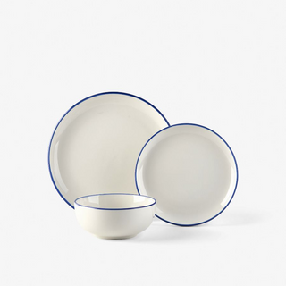 Sunnie Blue Rim 12-Piece Dinner Set by Hottie