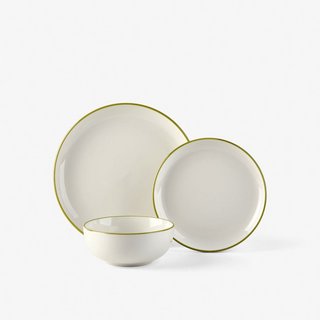 Sunnie Green Rim 12-Piece Dinner Set by Hottie