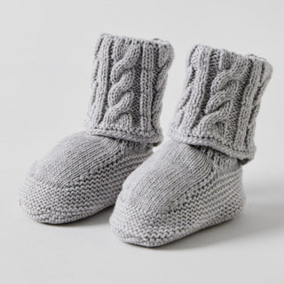 Cable Knit Grey Booties by Jiggle & Giggle