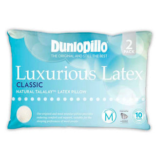 Dunlopillo Classic 2 Pack Genuine Luxurious Talalay Latex Medium Profile & Feel Pillows