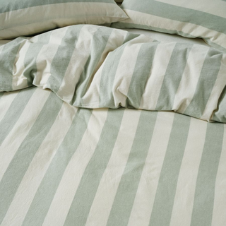 Vintage Stripe Jade Quilt Cover Set by Linen House