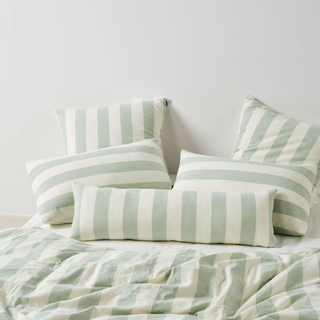 Vintage Stripe Jade Cushion 30x90cm by Linen House