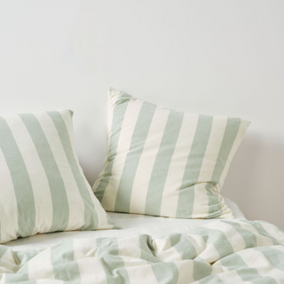 Vintage Stripe Jade European Pillowcase by Linen House