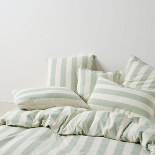 Vintage Stripe Jade Cushion by Linen House