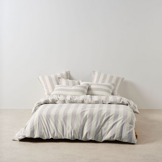 Vintage Stripe Lavender Quilt Cover Set by Linen House