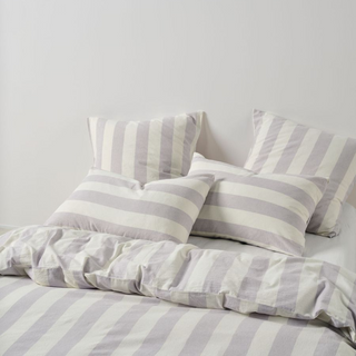 Vintage Stripe Lavender Quilt Cover Set by Linen House