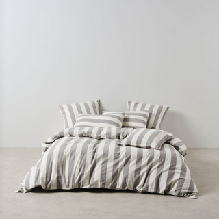 Vintage Stripe Steel Quilt Cover Set by Linen House