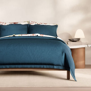 Abbotson Deep Blue Marle Linen Tailored Quilt Cover by Sheridan