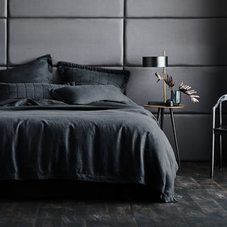 Abbotson Carbon Linen Quilted European Pillowsham by Sheridan