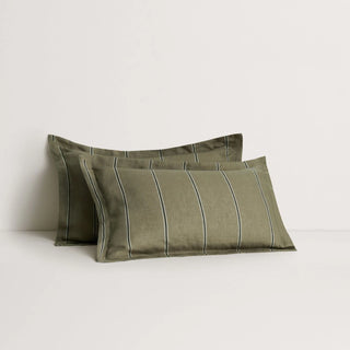 Abbotson Linen THYME Stripe Tailored Pillowcase Pair by Sheridan