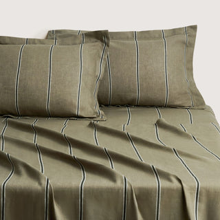 Abbotson Linen THYME Stripe Tailored Pillowcase Pair by Sheridan