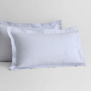 Abbotson Linen Ticking Stripe BLUE MIST Tailored Pillowcase Pair by Sheridan