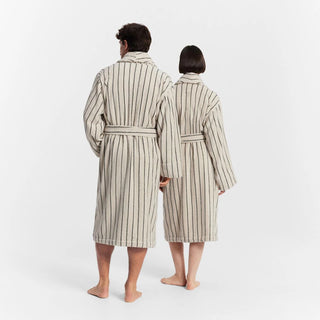 AVEN Australian Cotton Bath Robe LIMESTONE STRIPE by Sheridan
