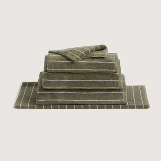 Aven Stripe Australian Cotton Towel Collection by Sheridan GREEN OLIVE
