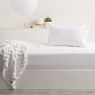 Park Avenue WHITE 500tc Bamboo Cotton FITTED SHEET + PILLOWCASE COMBO