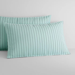 Bayley Stripe Washed Percale Quilt Cover Set CLEAR BLUE by Sheridan