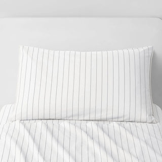 Bayley Stripe Washed Percale SHEET SET White by Sheridan