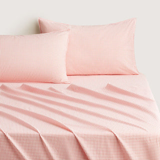 Bayley Percale Windowpane Sheet Set Poppy by Sheridan