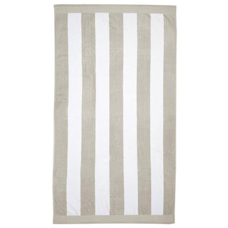 Classic Stripe Cotton Cabana Beach Pool Towel PEBBLE by Bambury