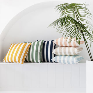 Cocoon Stripe Aqua Square Filled Cushion 50 x 50cm by Zaab
