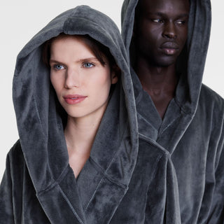 Elemental Hooded Plush Robe CARBON by Sheridan