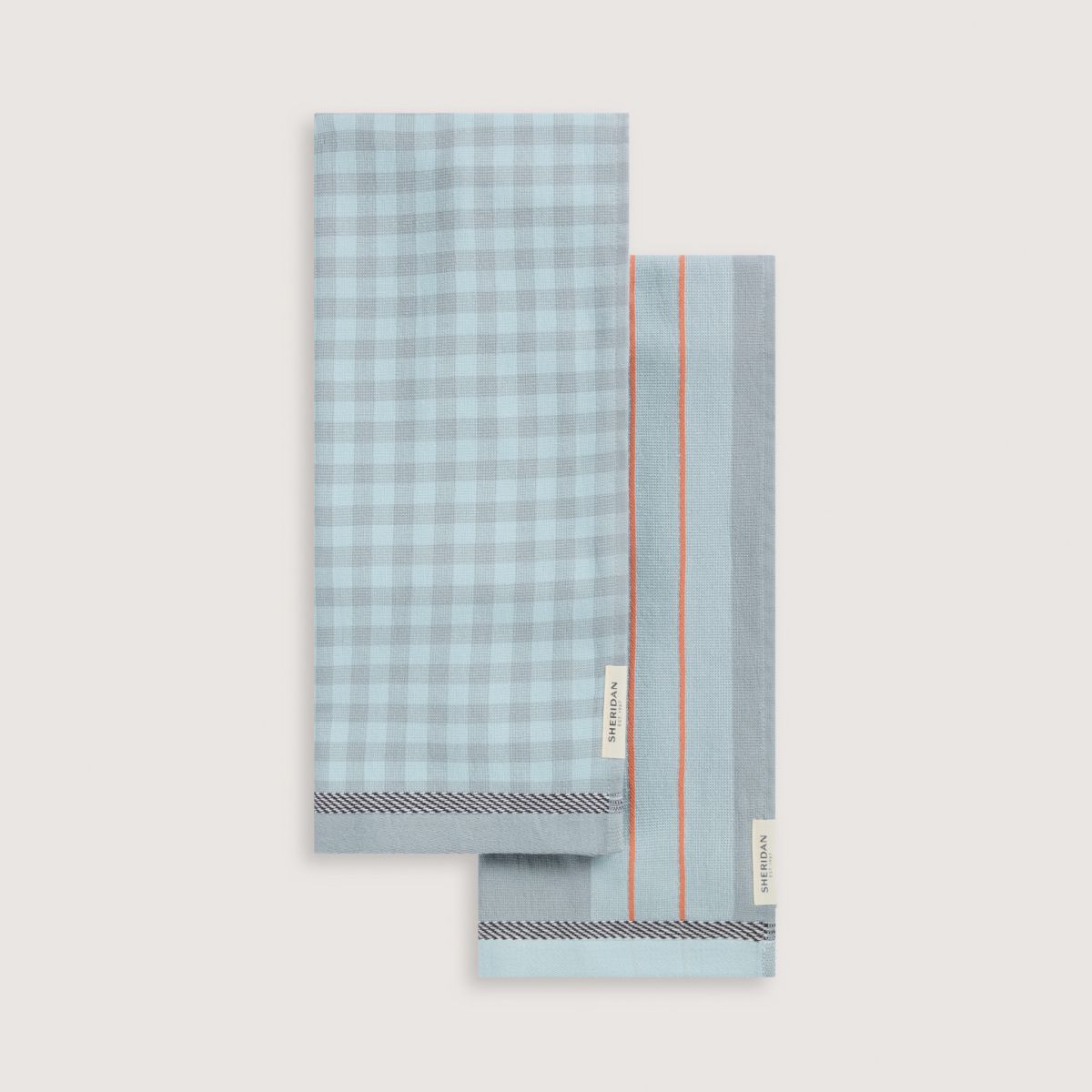 Este Tea Towel Set Moonsmoke - Two Pack by Sheridan | Planet Linen
