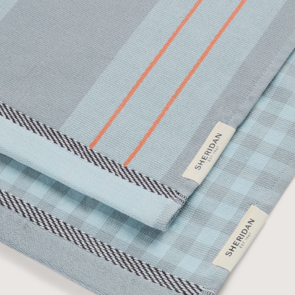 Este Tea Towel Set Moonsmoke - Two Pack by Sheridan | Planet Linen